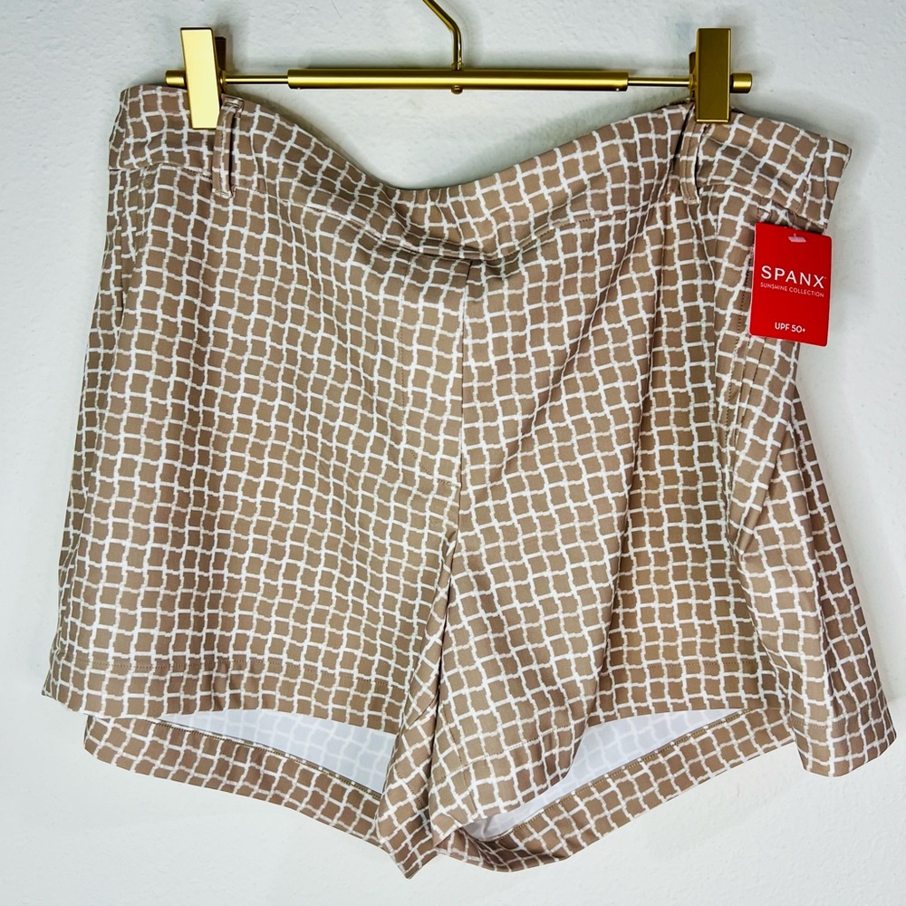 Spanx Sunshine Shorts 13” Bermuda Size XL Tan Pull On Stretch UPF 50+ Quick Dry - Picture 3 of 7